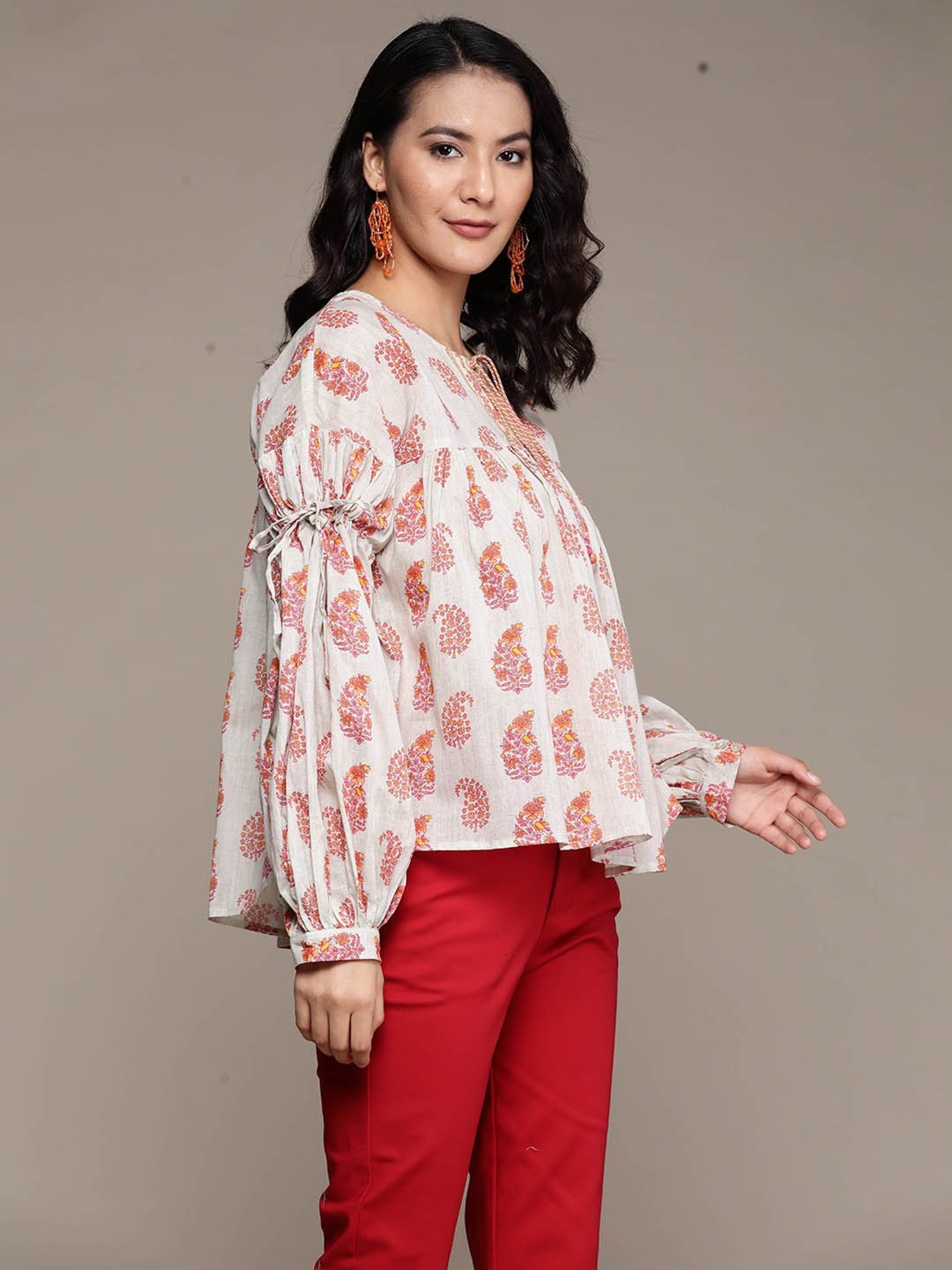 aarke Ritu Kumar Grey Printed Top