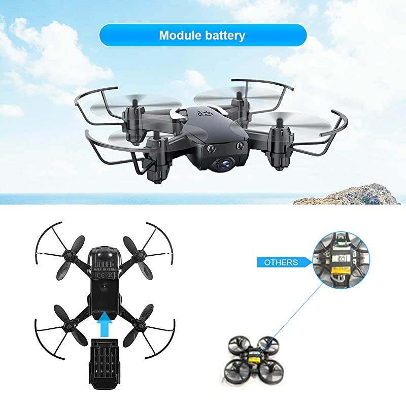 Mini Drone with 720P Camera for Kids and Adults,  E61HW WiFi FPV Quadcopter with 720P HD Camera Selfie Pocket Nano Drone for Beginner - Auto Hover Mode, One Key Take Off/Landing, APP Control