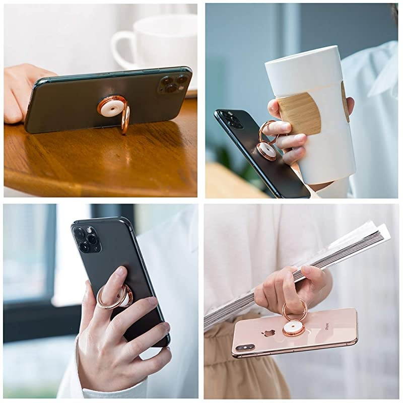Porcelain Cell Phone Ring Holder Case Friendly Phone Stand Finger Kickstand Grip Ring Compatible with iPhone 12 11 Pro MAX XS X XR SE 8 7 Plus Samsung Galaxy S20+ Ultra Note 20 Rose Gold