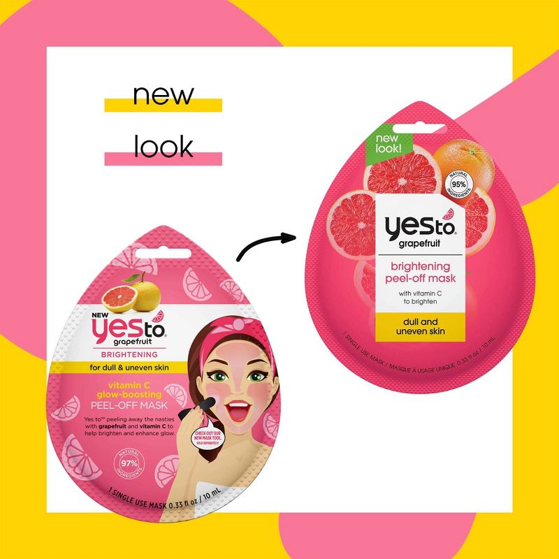 Yes To Grapefruit Vitamin C Glow Boosting Peel Off Single Use Face Mask - 0.33 fl oz