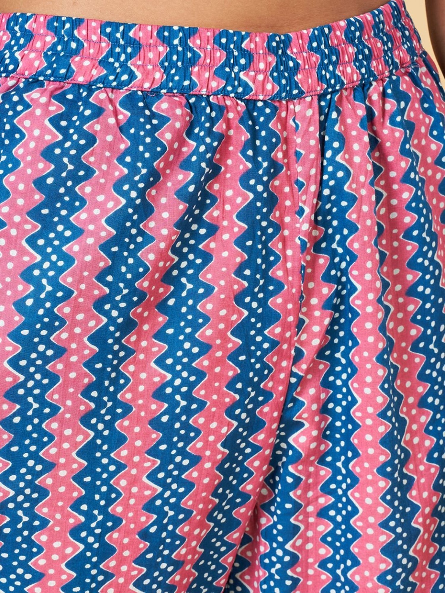 YU by Pantaloons Blue Cotton Printed Kurta Pant Set With Dupatta