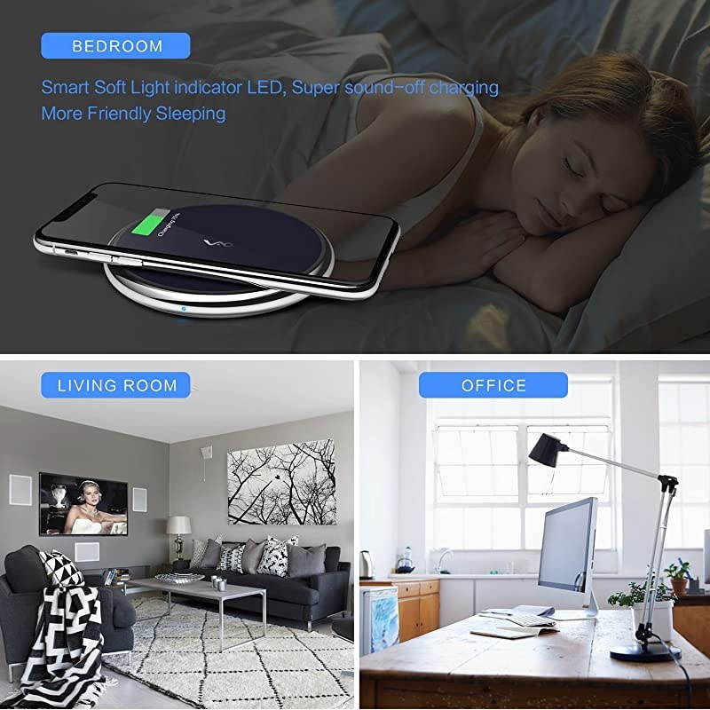 Wireless Charger, Qi Certified Fast Wireless Charging Pad Compatible with iPhone 11/11 Pro/11 Pro Max/S/XS Max/XR, 7.5W for iPhone X/8/8Plus, 10W for Samsung Galaxy Note 8 S7 S8 S9