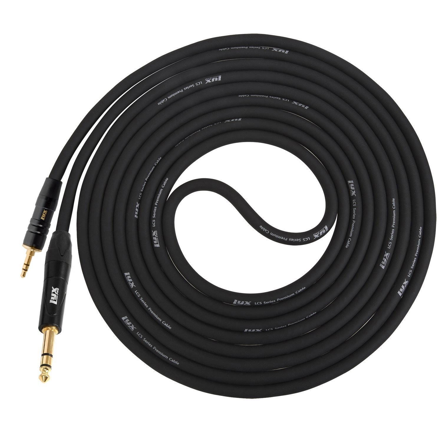 LyxPro 3.5mm (1/8&rdquo; Mini-Stereo) TRS to &frac14;&rdquo; TRS Balanced Cable 10 feet Male to Male, Crystal Clear, Noiseless, Flexible