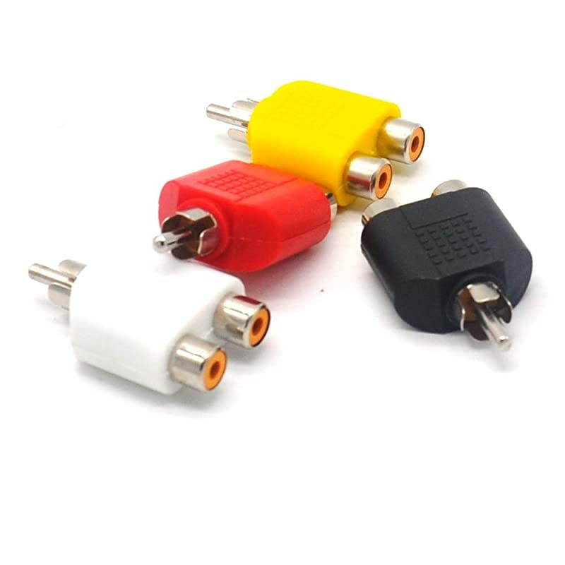 RCA Y Splitter Adapter 2 Female to 1 Male for Audio Video AV TV Cable Convert, Piece of 4