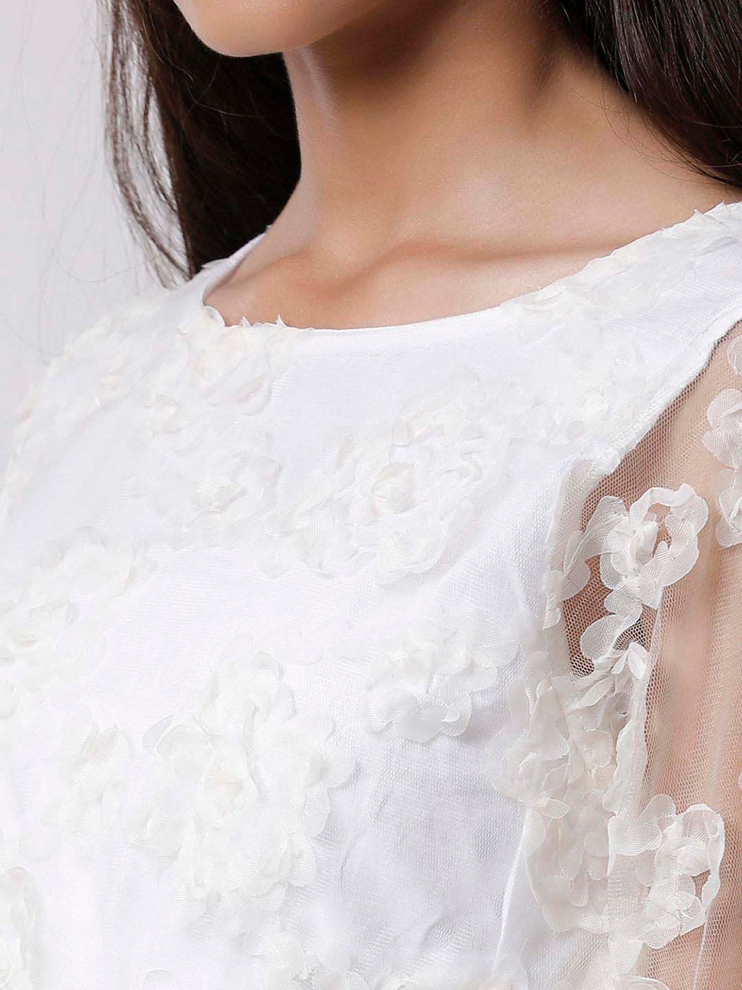 Kate & Oscar Kids Off-White Regular Fit Full Sleeves Dress