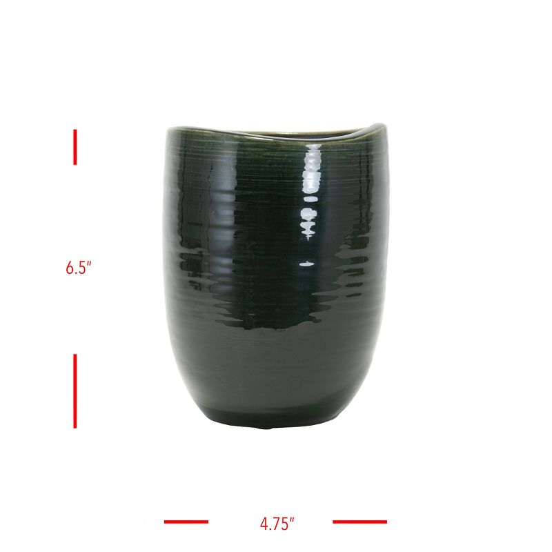 Small Green Modern Glazed Ceramic Planter Pot - Foreside Home & Garden