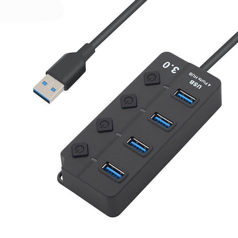 4 Ports USB 3.0 Date Cable for PC Laptop Windows Multi-function USB Dock Hot Swapping Support for Mac, PC, USB Flash Drives and Other Devices HHB with Switch
