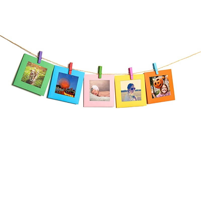 instax Square Instant Film + Hanging Photo Frames for Square Film Assorted Colors Deluxe Accessory Bundle 20 Exposures