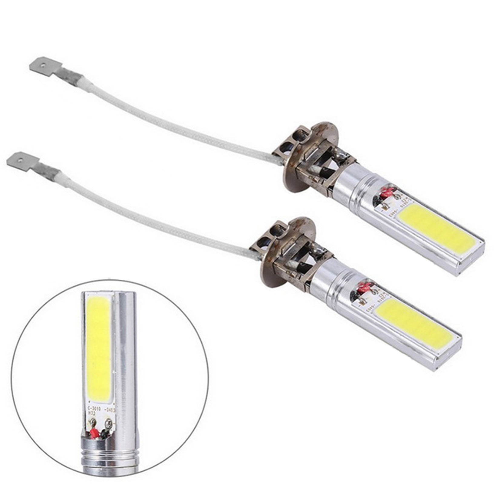2Pack High Power H3 100W COB LED Xenon Pure White Fog Light SMD Car Bulb 6000K