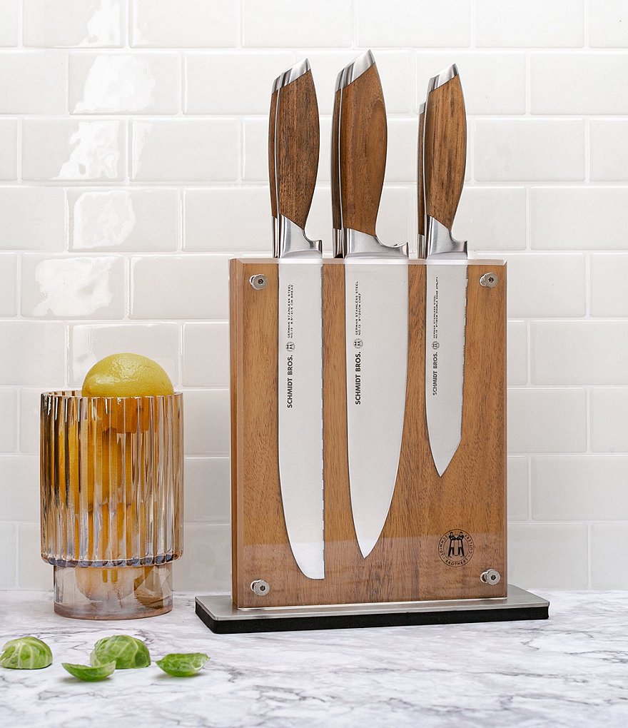 Schmidt Brothers Cutlery Bonded Teak 7-Piece Knife Block Set
