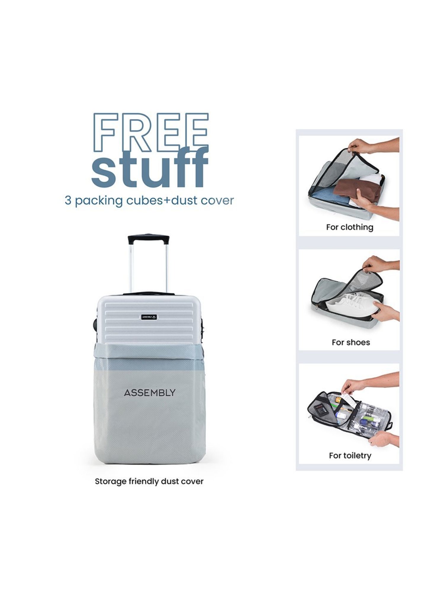 Assembly Silver Textured Trolley Bag Pack of 2 - 20 inch & 24 inch