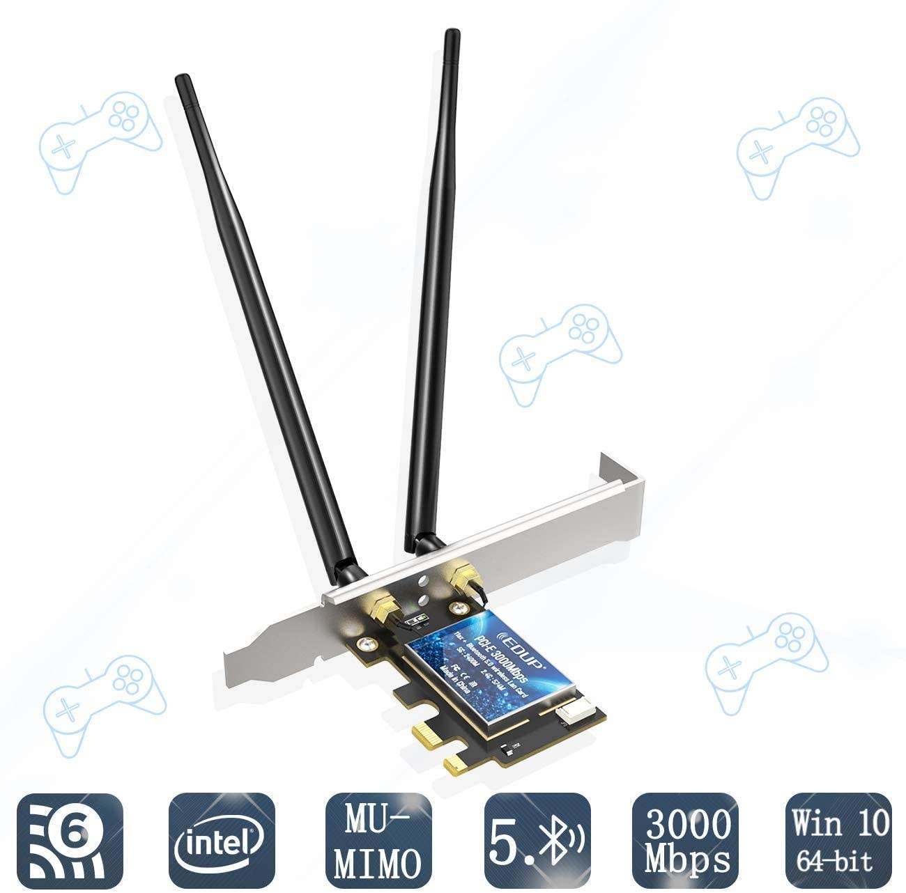 Wifi Adapter, PCIe WiFi 6 Card Bluetooth 5.0 AX 3000 Mbps AX200 Dual Band 5.GHz/2.4GHz PCI-E Wireless WiFi Network Adapter Card for Desktop Windows 10 64-bit