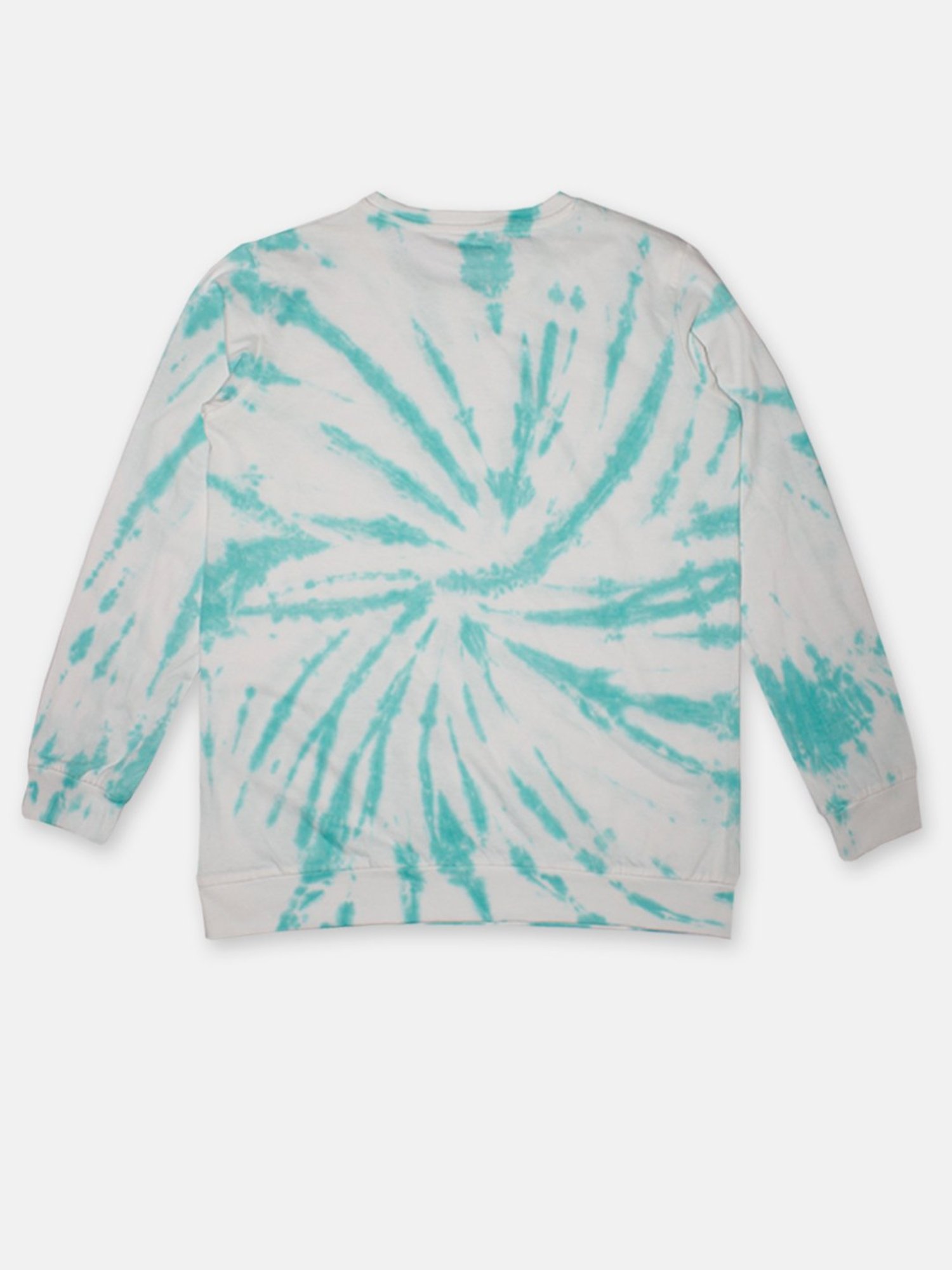Kiddopanti Kids White & Mint Green Tie Dye Full Sleeves T-Shirt