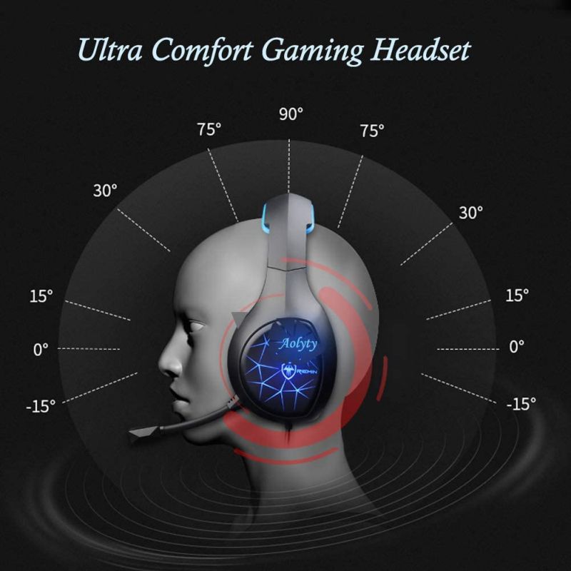 Aolyty Pro Gaming Headset 7.1 Stereo Surround with LED Light Mic Noise Cancelling Over Ear Headphones Compatible with Computer Laptop Phone TabletPS5 PS4 (Green)