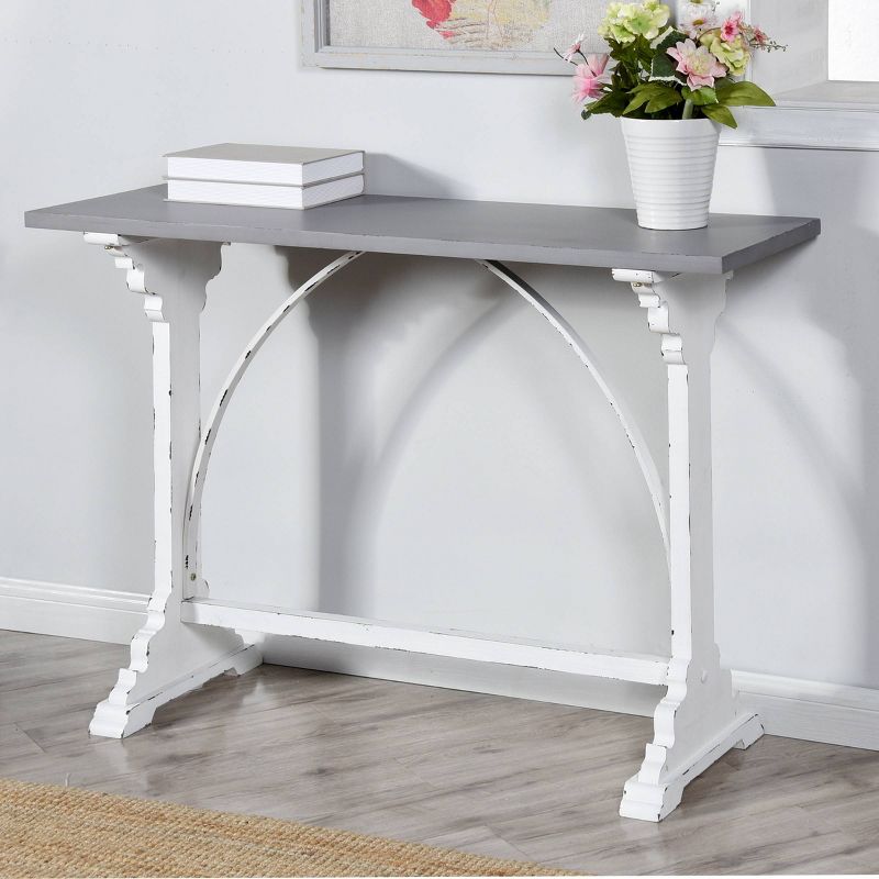 Distressed Metal and Wood Side Table Distressed White - Stylecraft