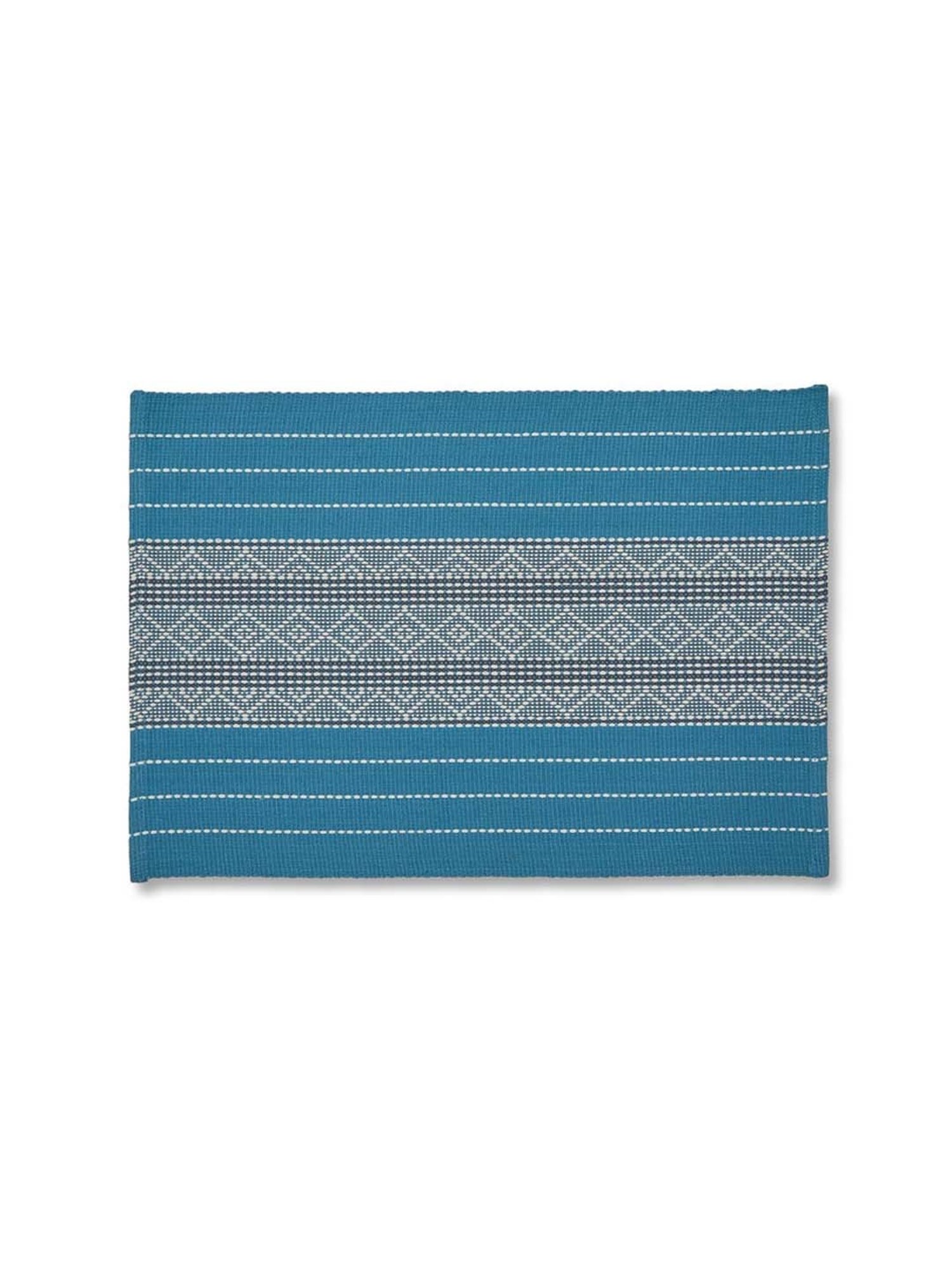 Fabindia Saumya Blue Cotton Mats - Set of 6