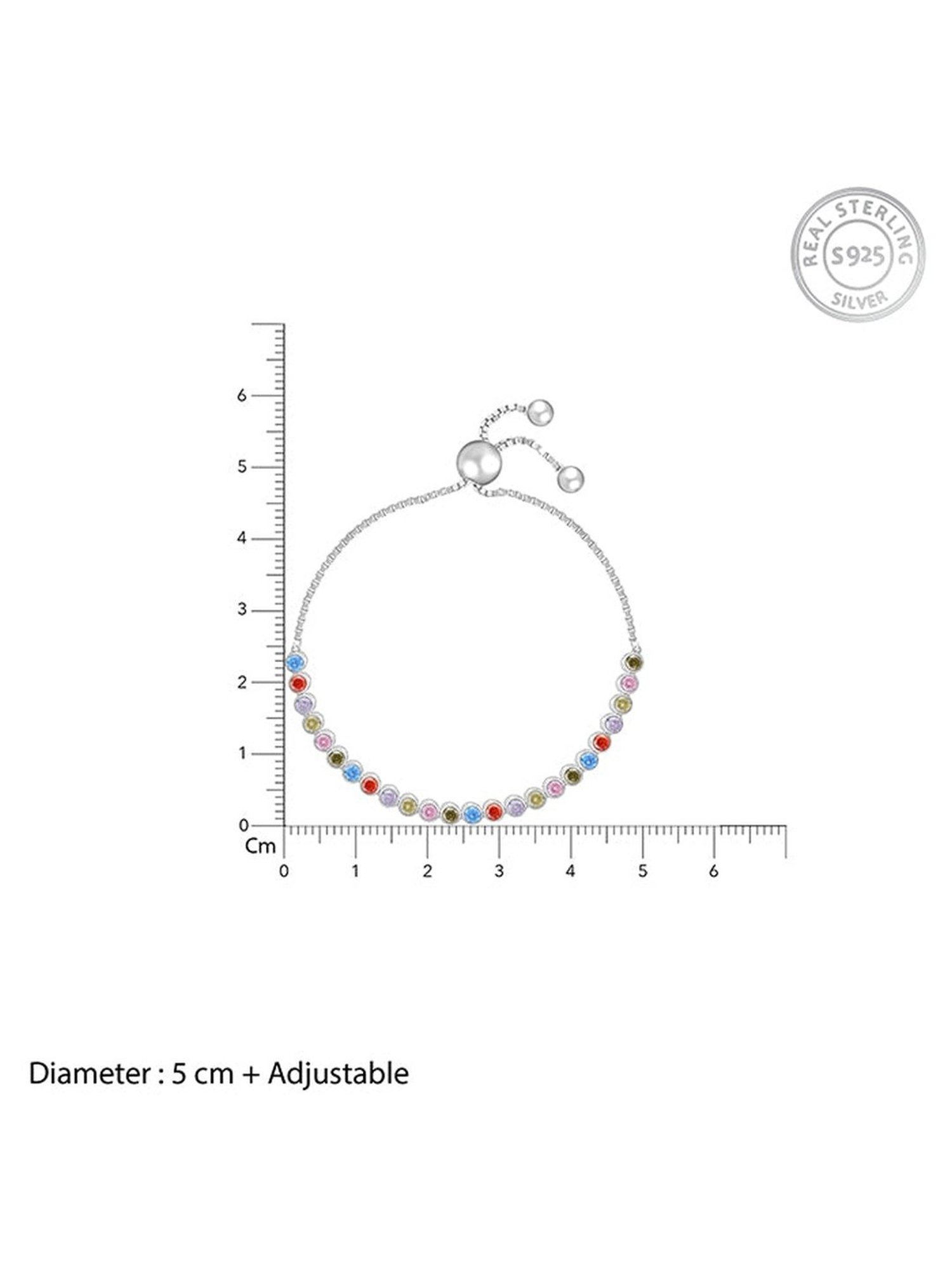 GIVA 92.5 Sterling Silver Colourful Circle Adjustable Bracelet