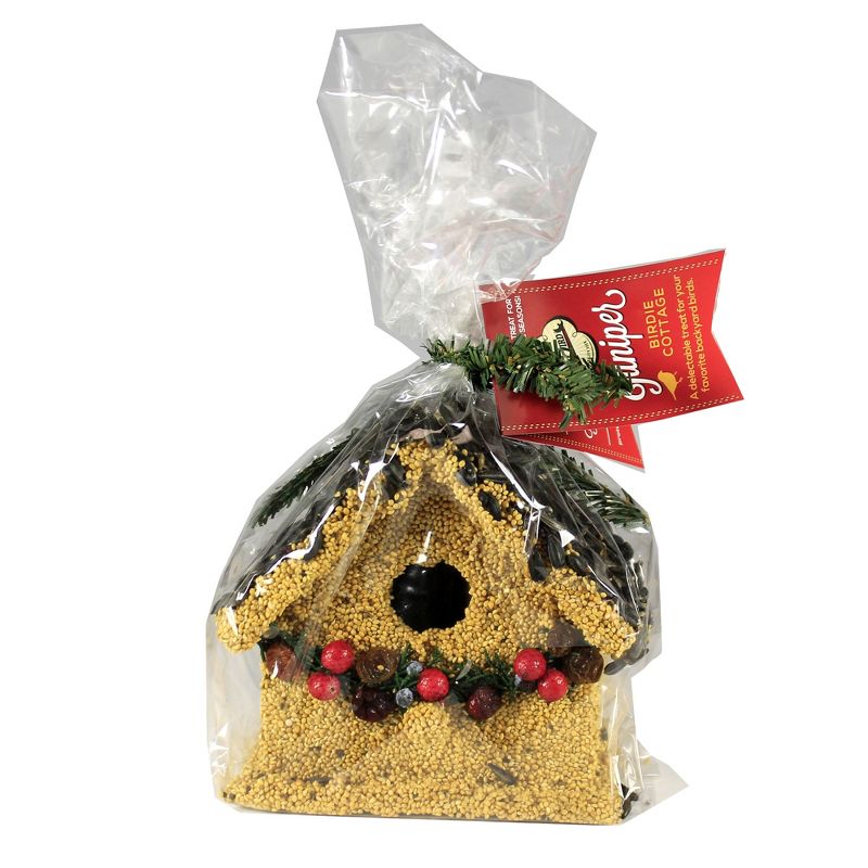 Home & Garden 6.5" Juniper Birdie Cottages Bird Seed Christmas House Mr Bird  -  Bird And Wildlife Food