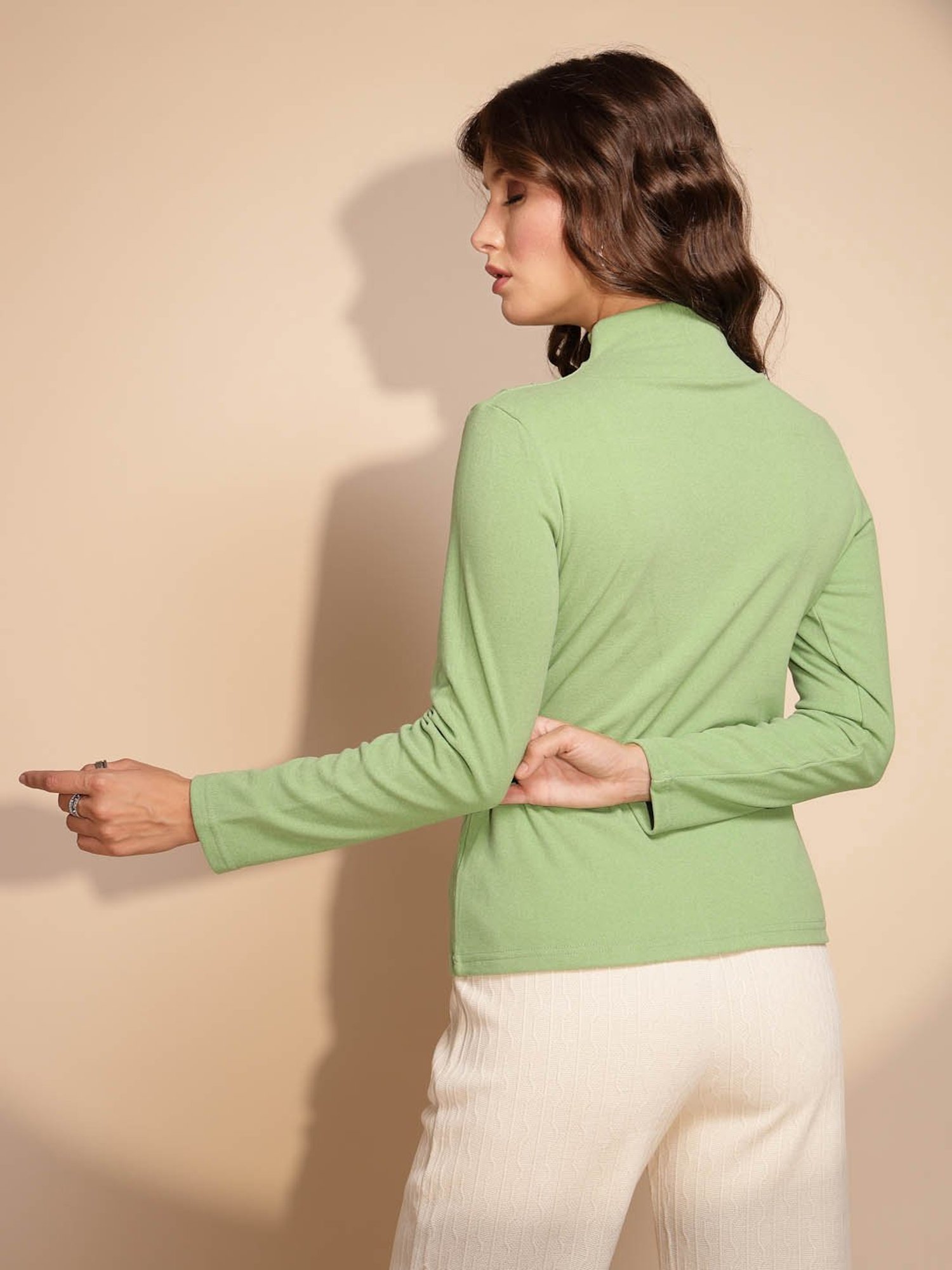 Global Republic Sage Green Knit Regular Fit Top