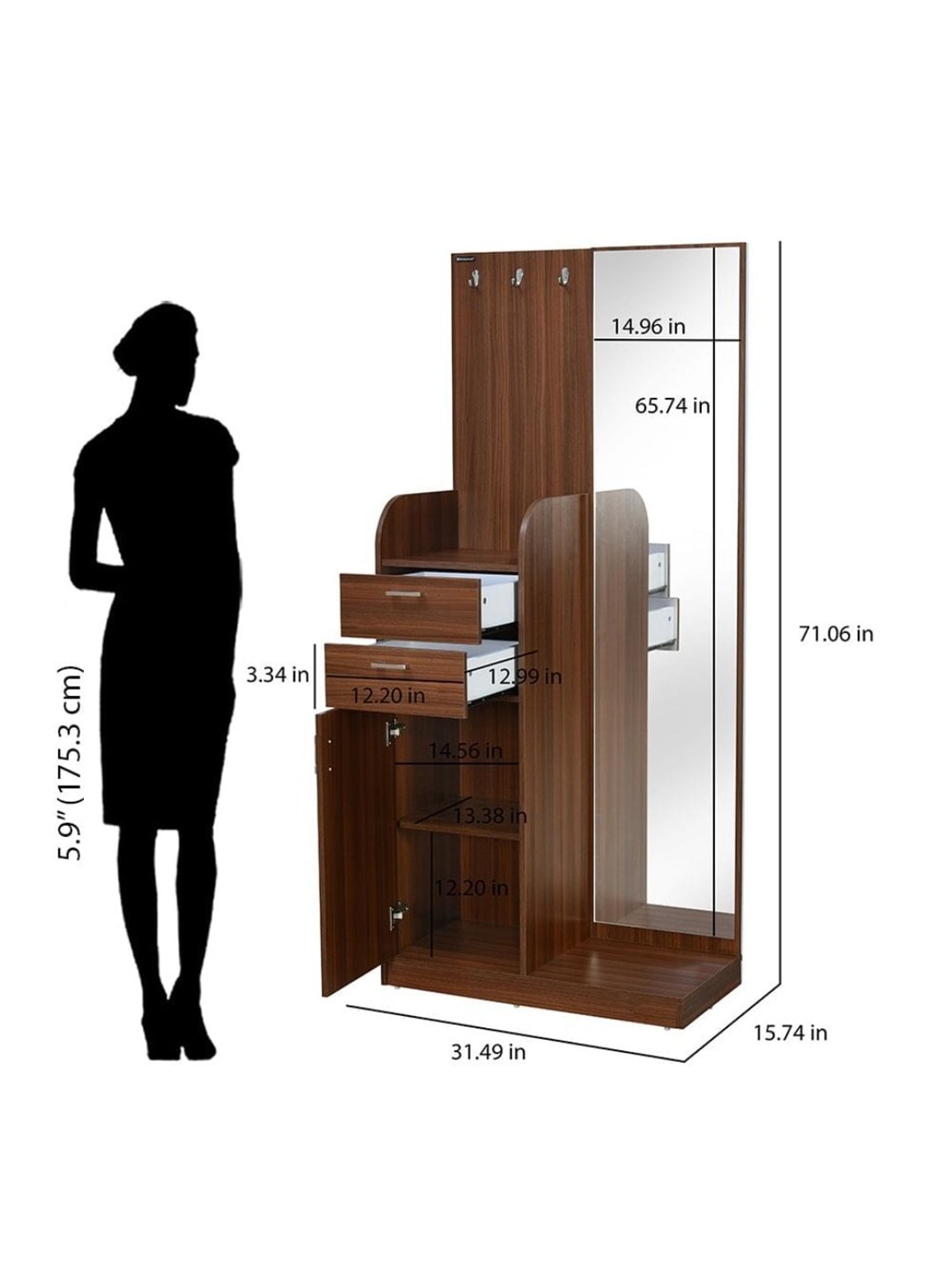 Godrej Interio Aero Valigny Oak Engineered Wood Standerd Dressing Table
