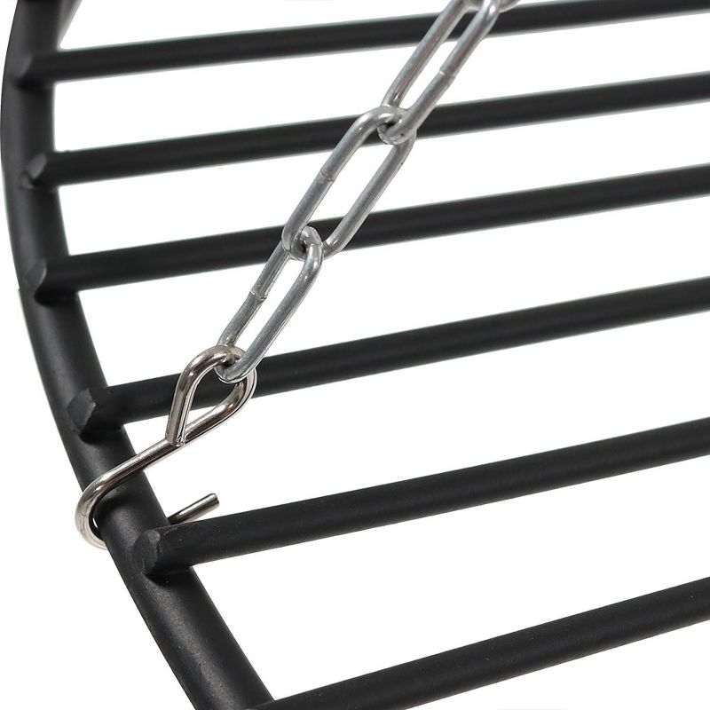 Sunnydaze Outdoor Camping or Backyard Steel Tripod Fire Pit Cooking Grilling BBQ Grate - 22" - Black