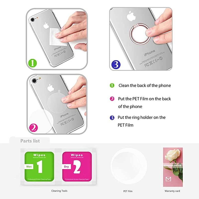 Mirror Finger Ring Holder  Cell Phone Ring Stand Holder 360&deg;Rotation Case Ring Grip Mount for iPhone 77 Plus Galaxy S8S8 Plus and Other Smartphones Gold