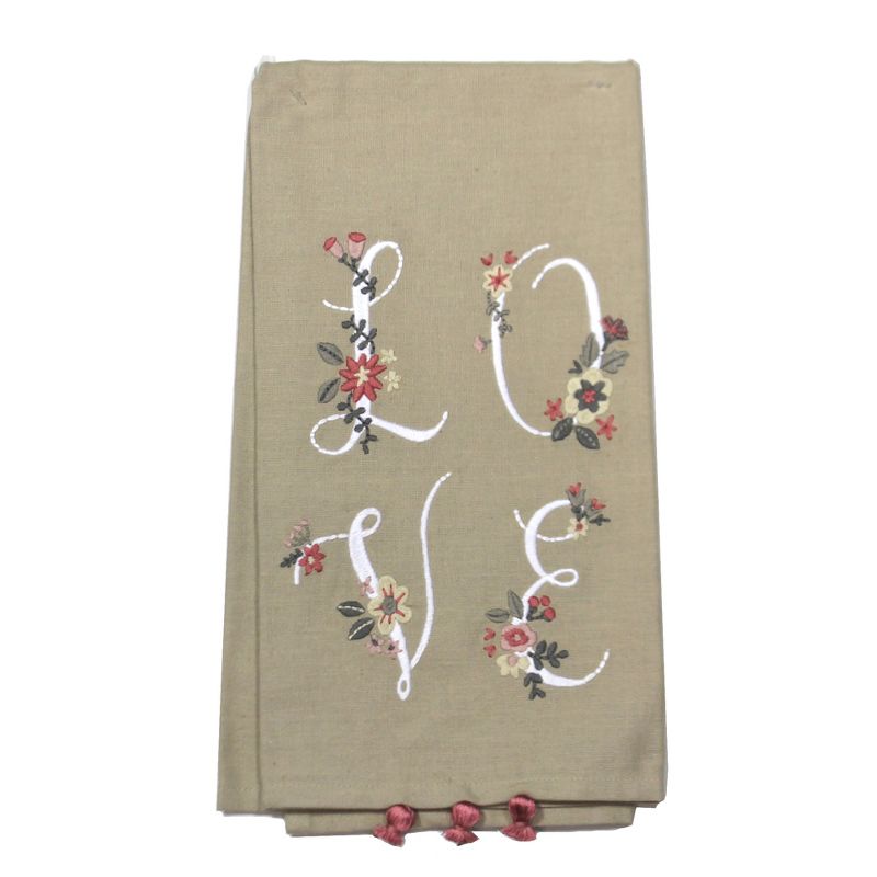 Tabletop 26.0" Valentines Dish Towel Heart Love Flowers Primitives By Kathy  -  Kitchen Towel