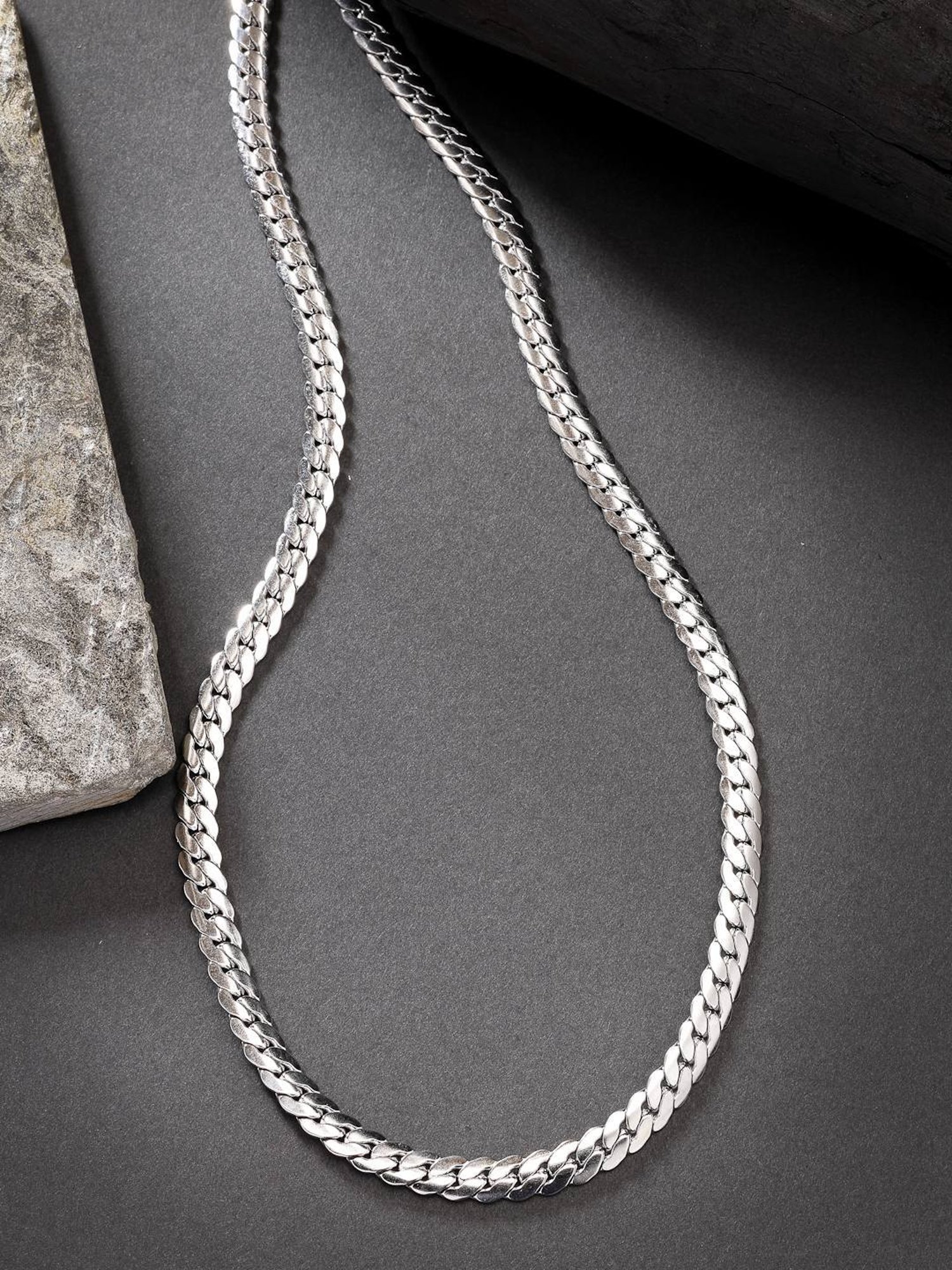 NVR Men Silver-Plated Stainless Steel Chain