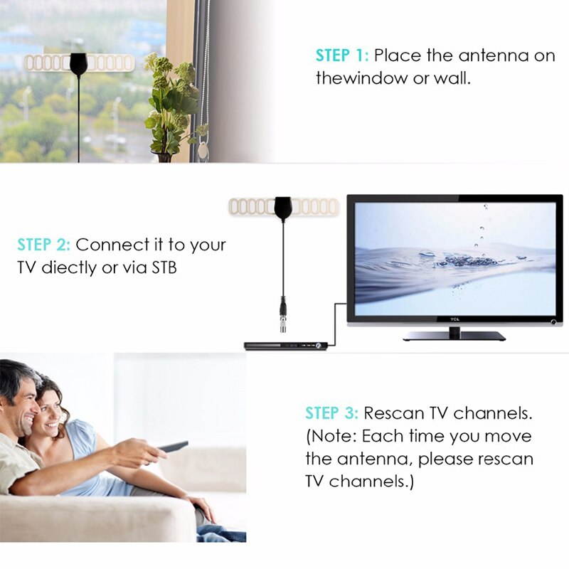 JETTING 20dB Indoor HD Digital Amplifier TV Antenna 25 Miles Range DVB-T/T2  TV Indoor Antenna DVB-T2 for Satellite Receive