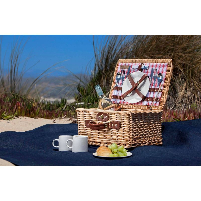 Picnic at Ascot Insulated Picnic Basket/Cooler Fully Equipped with Service for 2 - Trellis Green