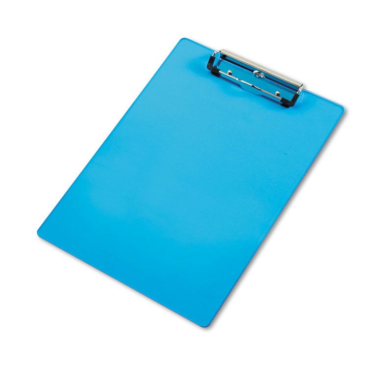 Saunders Acrylic Clipboard 1/2" Capacity Holds 8-1/2w x 12h Transparent Blue 21567