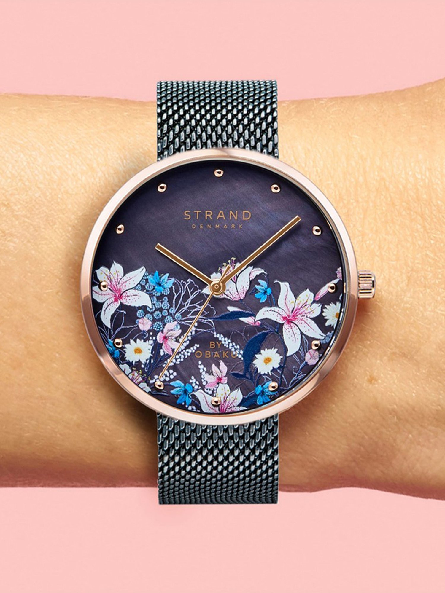 STRAND by Obaku S700LXVBMB-DF Flowerpower Analog Watch for Women