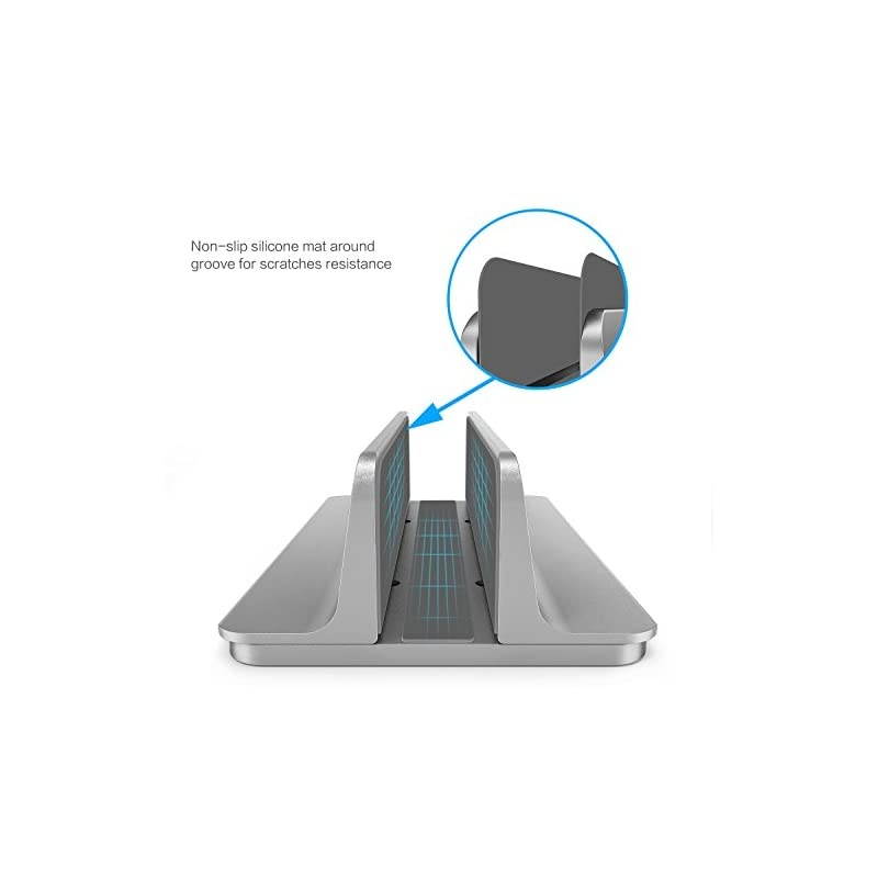 Vertical Laptop Stand Adjustable Size  Desktop Aluminum MacBook Stand with Adjustable Dock Size Fits All MacBook Surface Chromebook and Gaming Laptops Up to 173 inch Gray