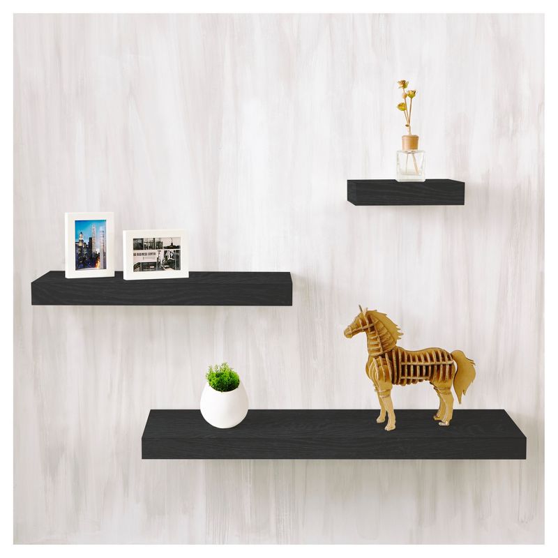 Way Basics 10" Eco Wall Shelf Floating Shelf Black