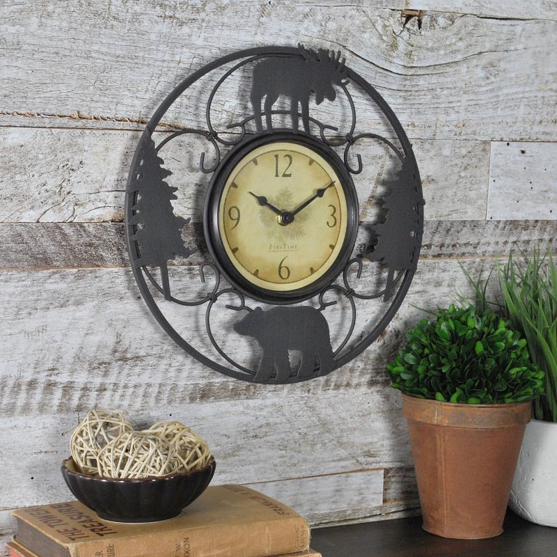 11" Wildlife Wire Wall Clock Brown - FirsTime & Co.