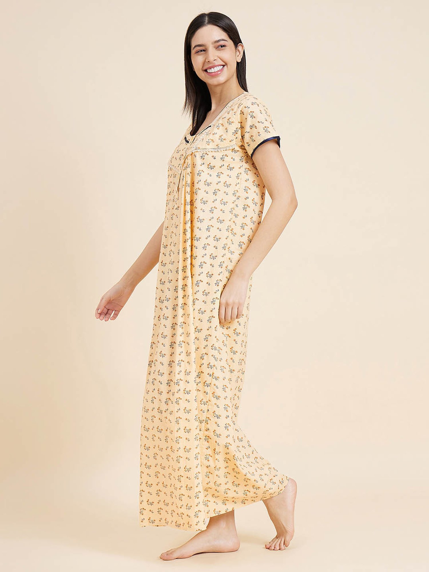 Sweet Dreams Light Yellow Printed Nighty
