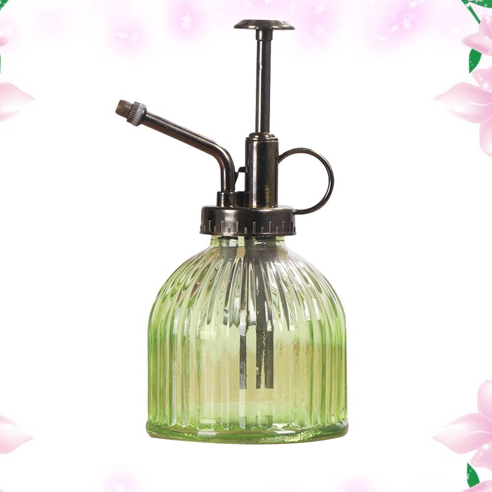 Retro Colored Glass Watering Pot Antique Plastic Bronze Style Sprayer Crafts Can Bottle for Home Hotel Garden (Transparent)