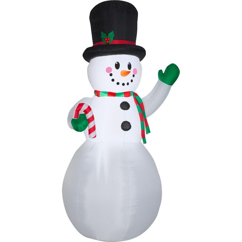 Gemmy Christmas Airblown Inflatable Mixed Media Gnome w/Curved Hat, 5 ft Tall, Multicolored