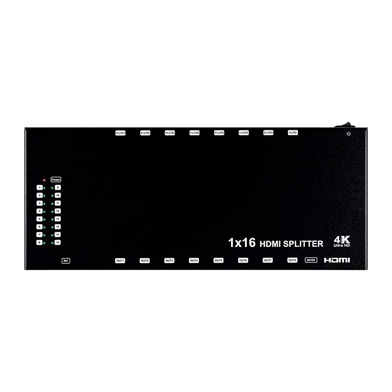 Blackbird 4K 1X16 HDMI Splitter - with 3D Support, Ultra HD 4K (3840 x 2160 30Hz) (Compatible with PS4/5 Xbox Apple TV Fire Stick Roku Blu-Ray Player)