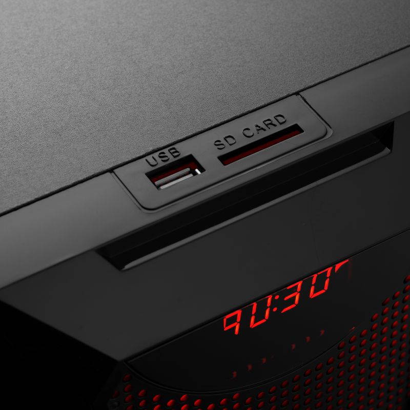 Frisby Audio 125 Watt Home Theater 5.1 Surround Sound Speaker System with Subwoofer, Bluetooth Wireless Streaming from Devices & Media Reader, RGB LED Pulse Lighting, Digital Optical Input &ndash; Black