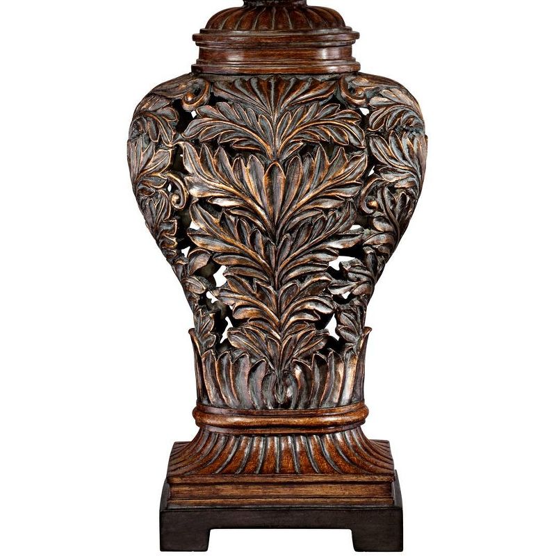 Barnes and Ivy Traditional Table Lamp Bronze Curling Leaves Tan Rectangular Shade for Living Room Family Bedroom Bedside