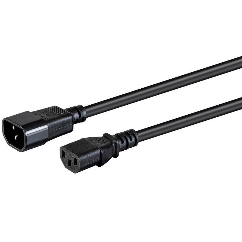 Monoprice Extension Cord - 8 Feet - Black | IEC 60320 C14 to IEC 60320 C13, 14AWG, 15A, 100-250V, For Powering Computers, Monitors, and other