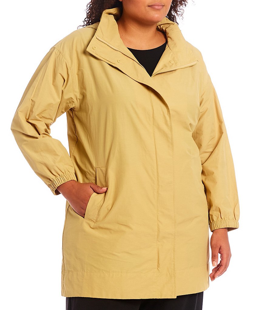 Ali Miles Plus Size Mixed Animal Print Open-Front Drop Needle Onion Skin Jacket