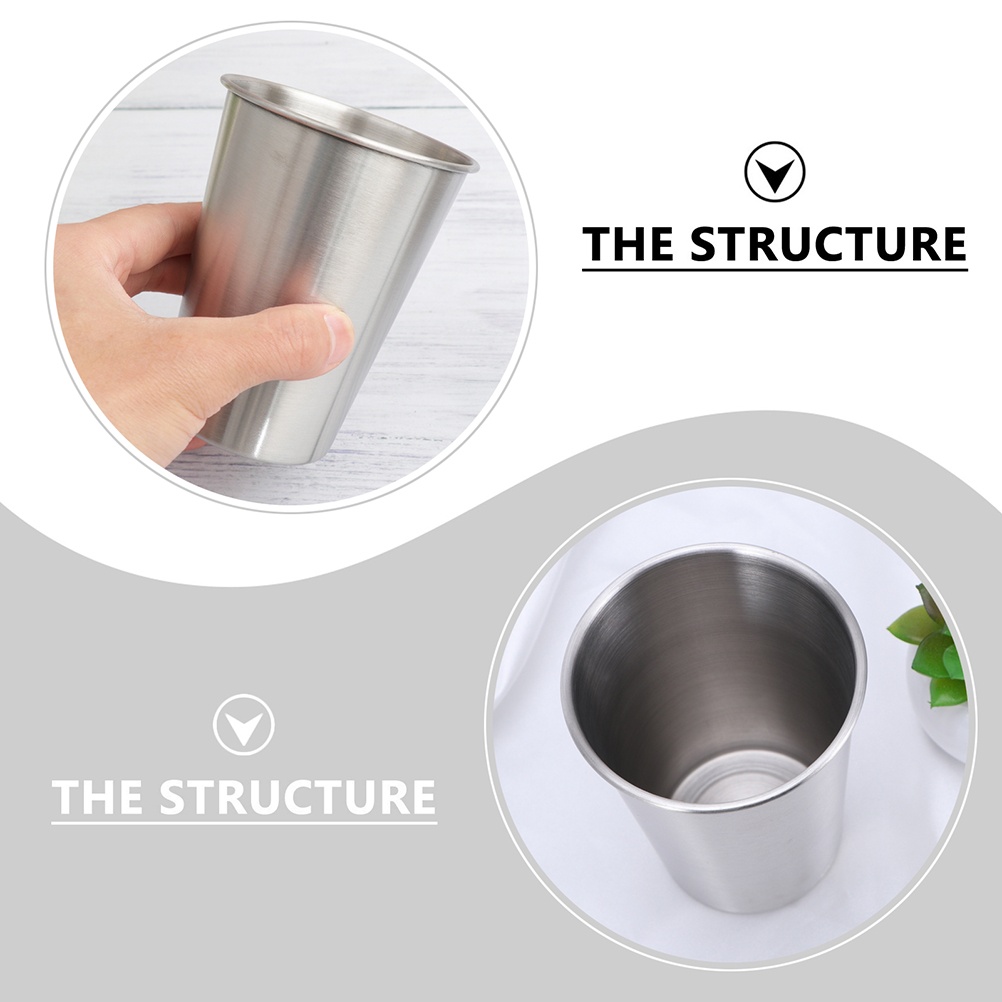 1 Set Reusable  Smooth Stainless Steel  Pint Cups for Friends  Family  Co-worker