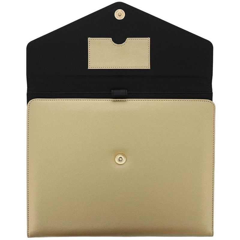PU Leather Business Padfolio, Portfolio Folder with Pockets Holds Pens, Letter Size Notepad, Business Cards for Interview & Legal Document, Gold