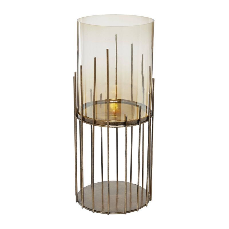 20" x 8.75" Glass/Metal Candle Holder Gold - Venus Williams Collection