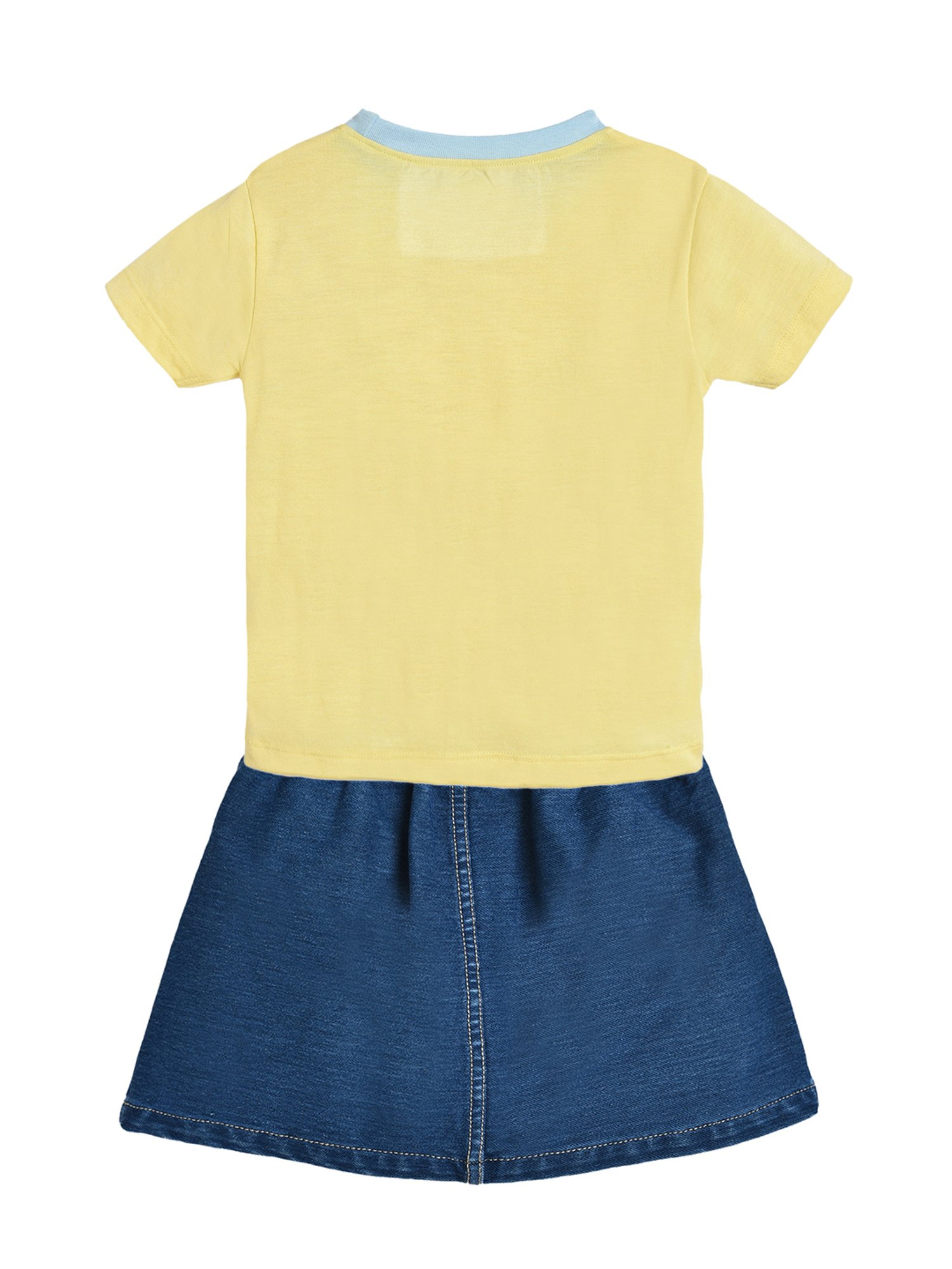 MiArcus Kids Yellow & Blue Printed Top with Skirt