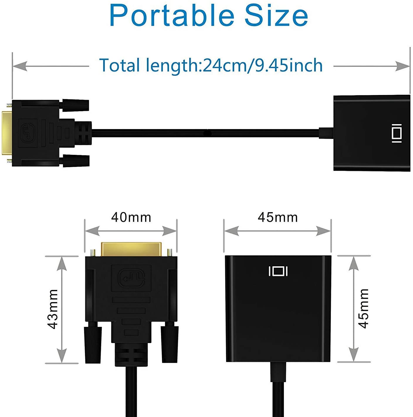 DisplayPort to VGA Gold-Plated DP to VGA Adapter (Male to Female) Compatible for Lenovo, Dell, HP, ASUS