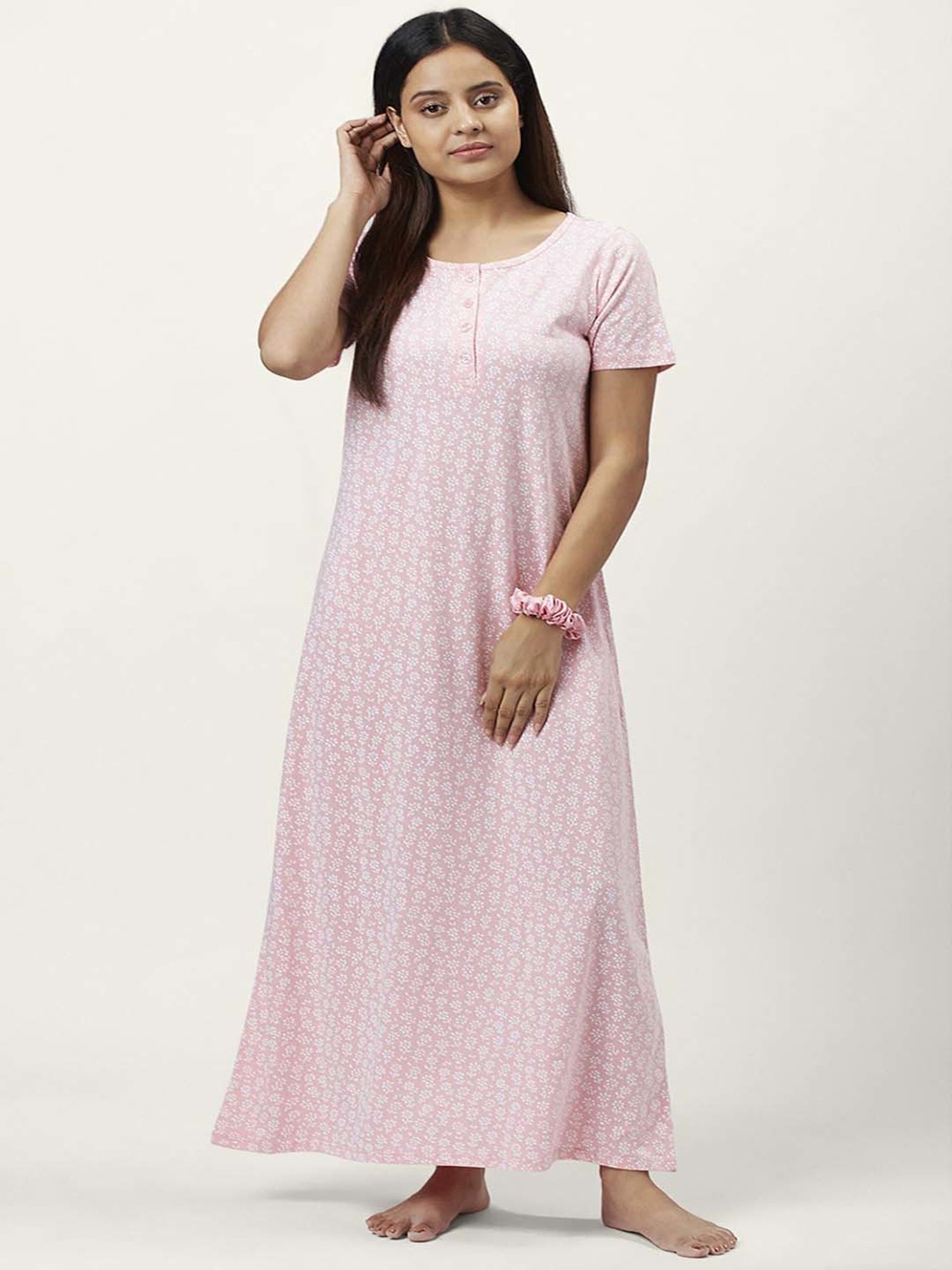 Dreamz by Pantaloons Pink Cotton Printed Nighty