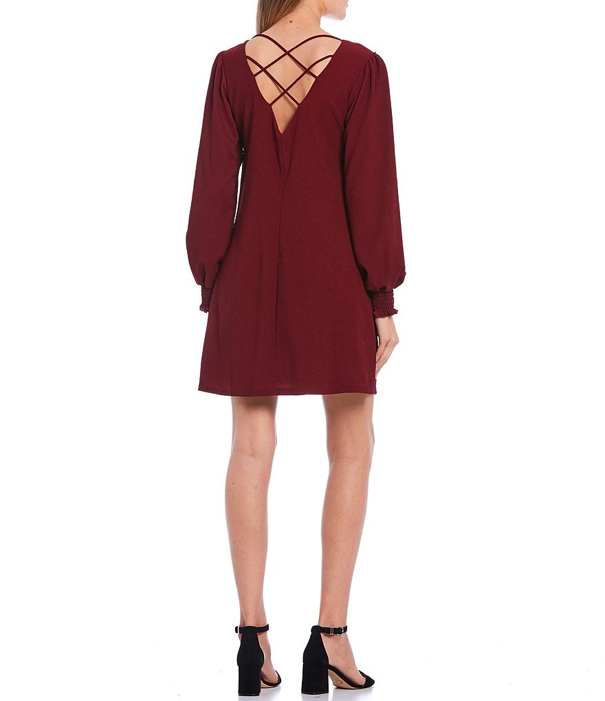 Allison & Kelly Long Sleeve X-Back Trapeze Dress